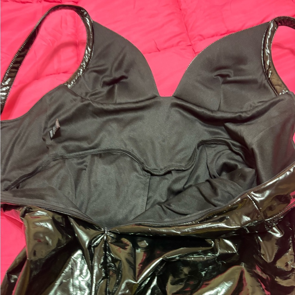 Fashion Nova Black Strapless Faux Leather Corset Dress - Picture 4 of 10